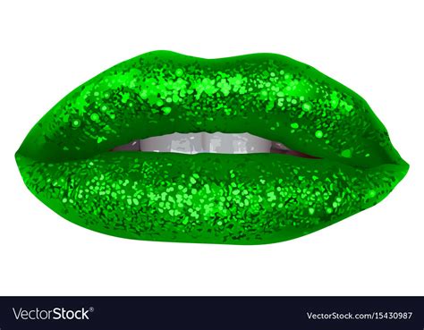 Green Lips With Glitter Royalty Free Vector Image
