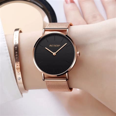 luxury women s watch simple stainless steel rose gold elegant minimalistic timepiece for