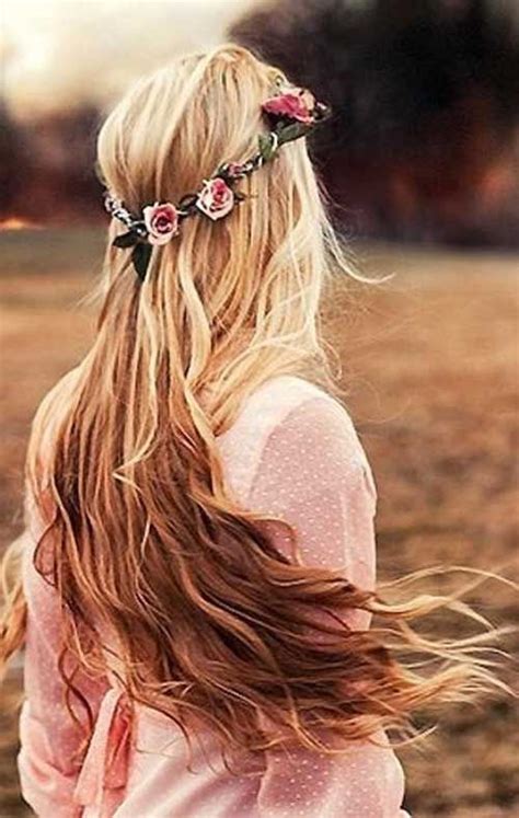 Long Haired Blonde Hairstyles With Flowers With Images Long Hair Styles Hair Styles