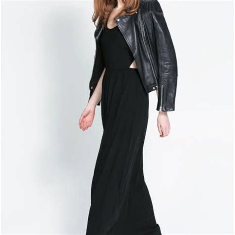 zara dresses black long maxi dress with side slits xs poshmark
