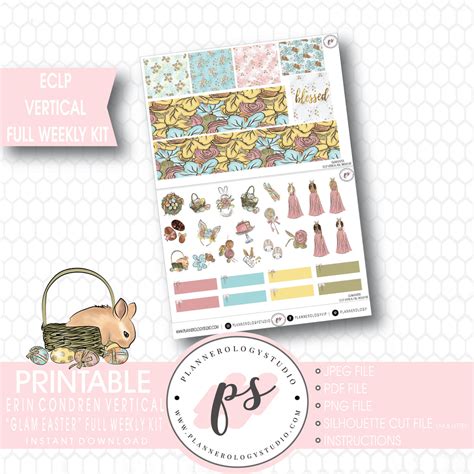 Glam Easter Full Weekly Kit Printable Planner Stickers For Use With S