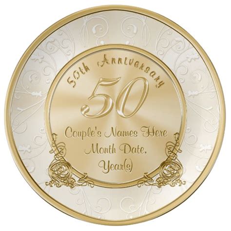 Give a gift they'll never forget! Golden Wedding Anniversary Gifts with Your Text Plate ...