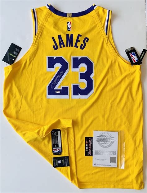 Lebron James Autographed Los Angeles Lakers Jersey Gold The