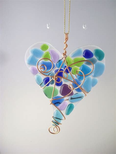 Fused Glass Hearts Fused Glass Heart Suncatcher Glorious Glass Fused Glass Jewelry
