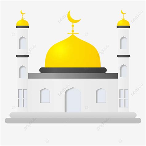 Gambar Masjid Putih Dengan Kubah Emas Clipart Masjid Masjid Mesjid