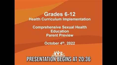 Comprehensive Sexual Health Education Parent Preview Night Youtube