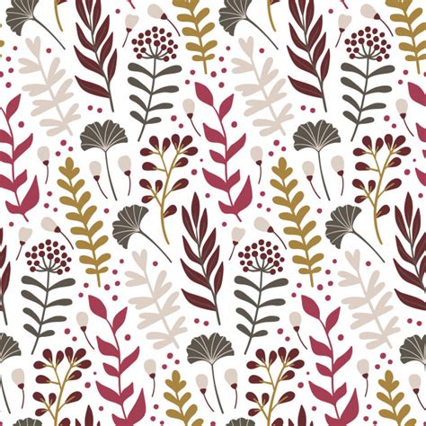 They say the earth laughs in flowers. Modern seamless pattern with leaves and floral elements ...
