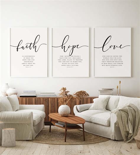 Faith Hope Love Bible Verse Wall Art Set Of Prints Etsy Christian