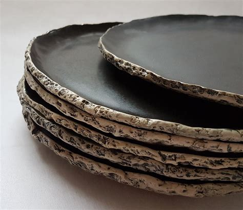 Large Black Plate Handmade Ceramic Plate Stoneware Plates Etsy