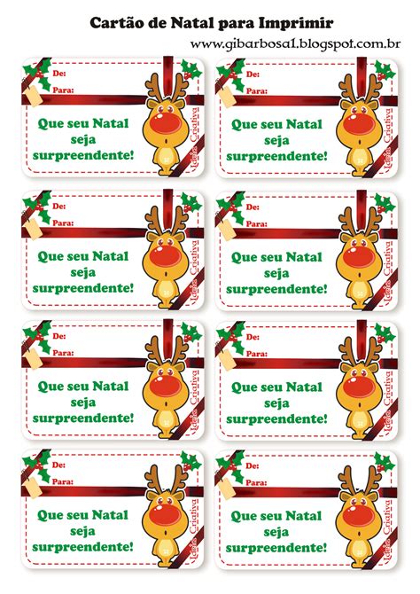 Cartões De Natal Para Imprimir Grátis Rena Fofinha Ideia Criativa