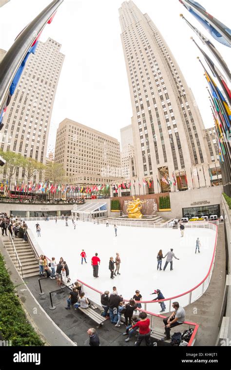 Rockefeller Center Ice Skating Rink In Midtown Manhattan In New York