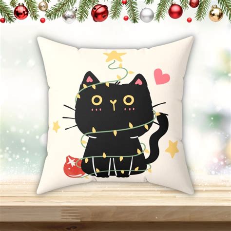 Christmas Cat Pillow Etsy