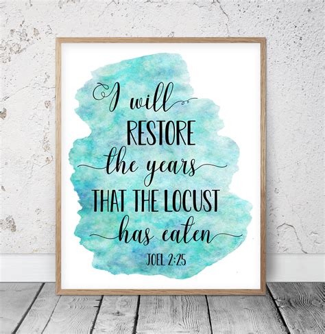 I Will Restore The Years Joel 225 Bible Verse Printable Etsy
