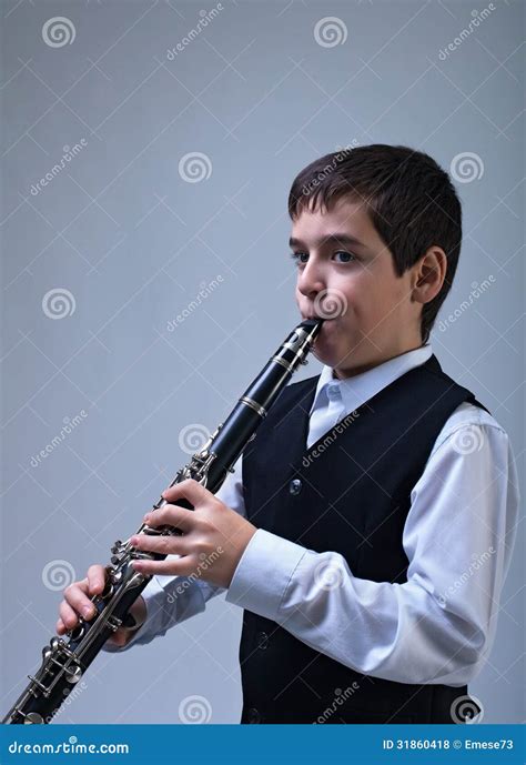 Boy Playing On The Clarinet Stock Photo Image Of Performer Finger