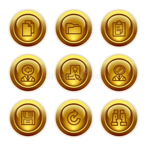 Gold Button Web Icons Set 3 Stock Vector Illustration Of Internet