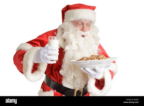 Santa Gets Milk And Cookies Stock Photo Alamy