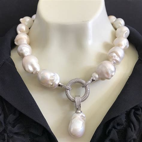 Large Baroque Pearl Drop Necklace Baroque Pearls Jewelry Pearl