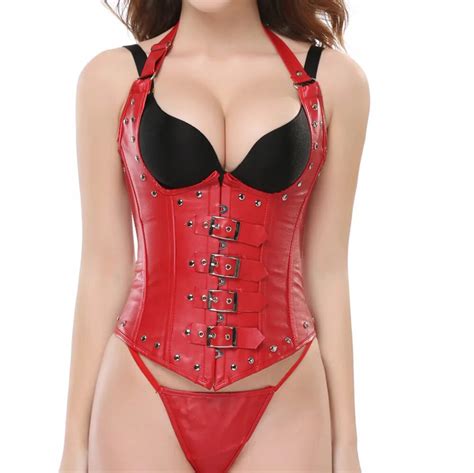 Steampunk Underbust Corsets And Bustiers Halter Ladies Top Faux Leather