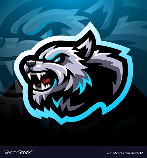 Wild Wolf Head Esport Mascot Logo Design Vector Image