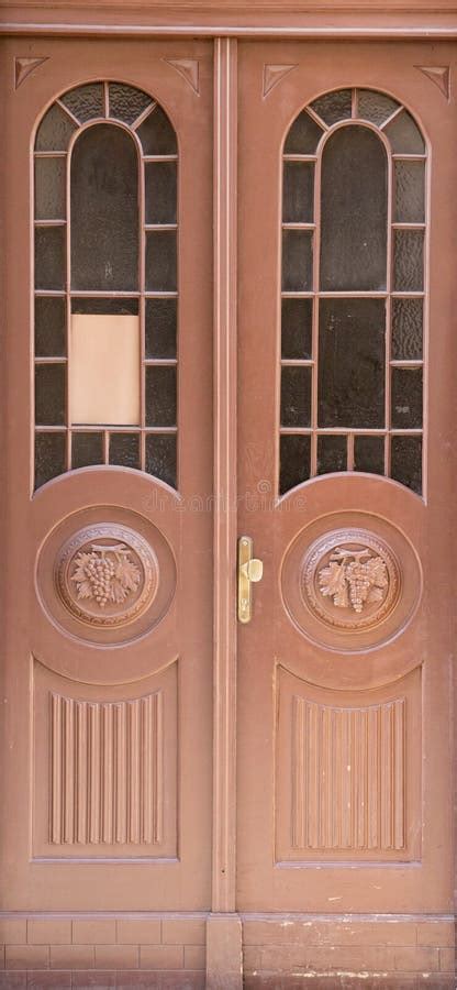 The Vintage Brown Wooden Front Door Of An Old House Stock Photo Image