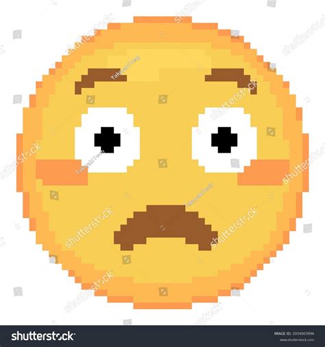 Pixel Art Flushed Face Emoji Icon Vector Cute Royalty Free Stock