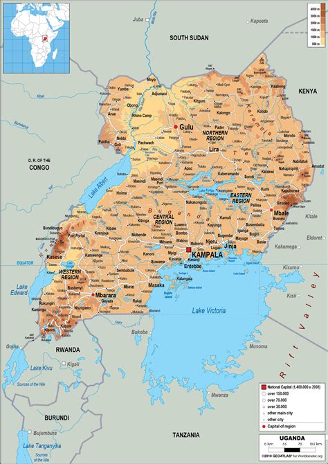Physical Map Of Uganda Gambaran