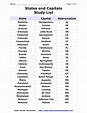 Printable List Of 52 States