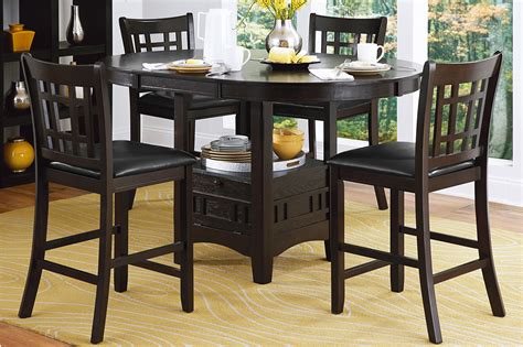Roundoval Counter Height Table And 4 Stools In Espresso Quality Furniture