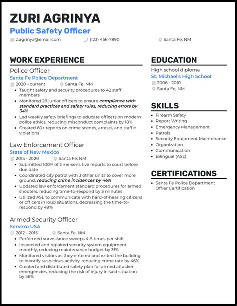 Public Safety Officer Resume Examples Built For