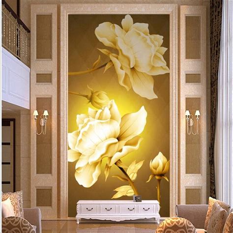 Beibehang Custom Photo Wallpaper 3d Mural European Style Golden Rose