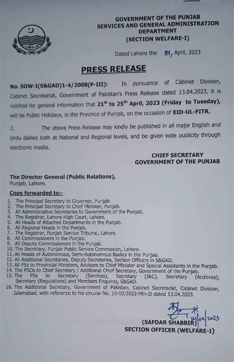 List Of Public Holidays 2023 Punjab Pakistan Galaxy World