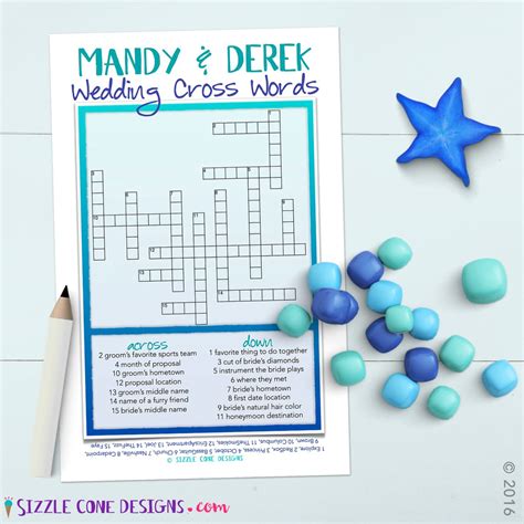 Custom Wedding Crossword Puzzle Cards Printed Or Printable Quiz
