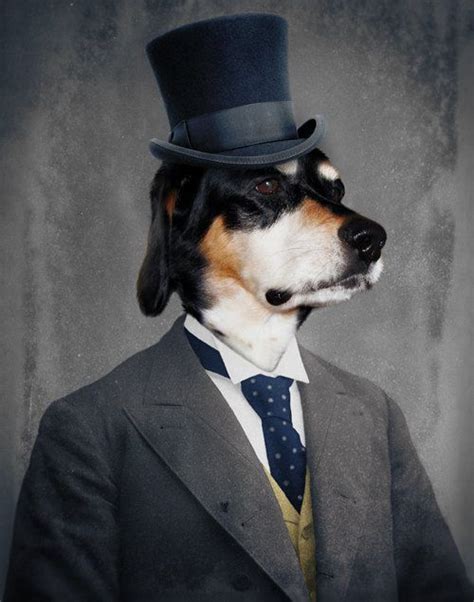 Monsieur Ben Pet Portrait Dapper Dog Top Hat Dog Veterinarian Print