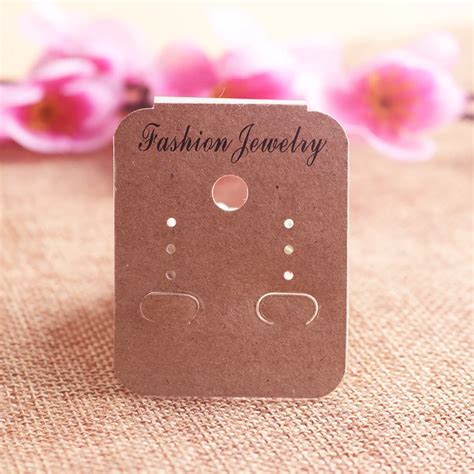 Wholesale 200pcslot 4x5cm Brown Pvckraft Earring Cards Ear Studs