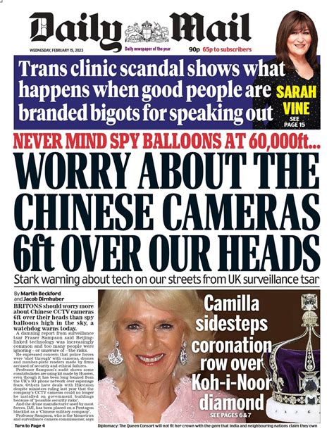 Daily Mail Front Page 15th Of February 2023 Tomorrows Papers Today