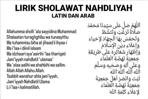 Lirik Sholawat Nahdliyah Lengkap Arab Latin Dan Arti Bahasa Indonesia