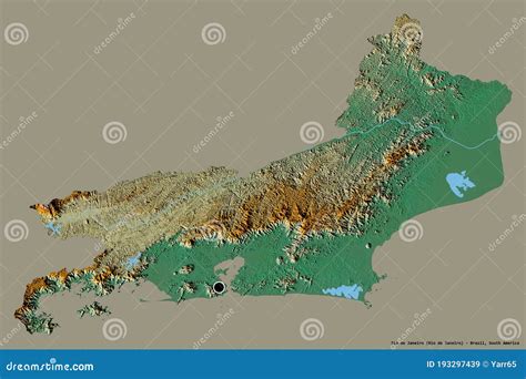 Rio De Janeiro State Of Brazil On Solid Relief Stock Illustration