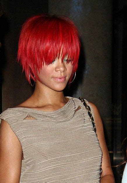 Rihanna Short Red Hairstyles Trendy Short Straight Haircut For Women