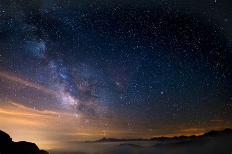 Premium Photo The Colorful Glowing Core Of The Milky Way