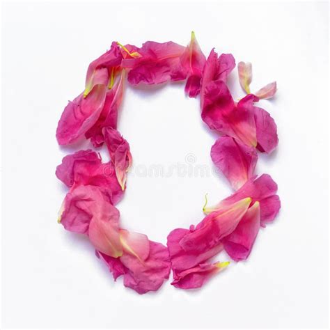 Alphabet Made Of Peony Petals Letter O Layout For Design Stock Image
