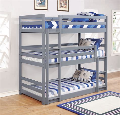 Sandler Grey Twin Triple Bunk Bed By Coaster
