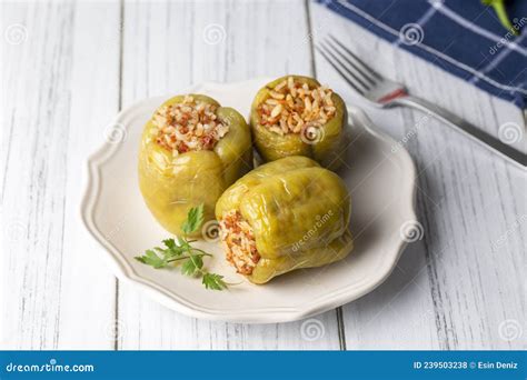 Traditional Delicious Turkish Food Stuffed Bell Peppers With Meat