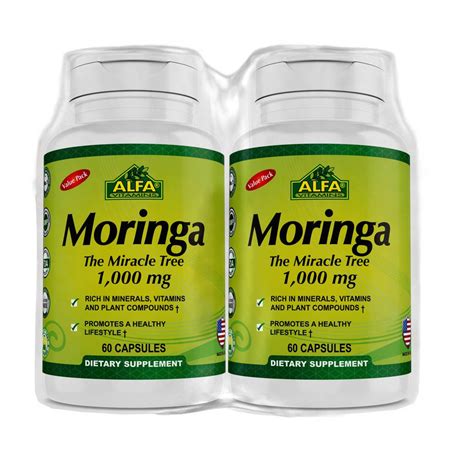 Alfa Vitamins Moringa The Miracle Tree Herbal Supplement 1000 Mg