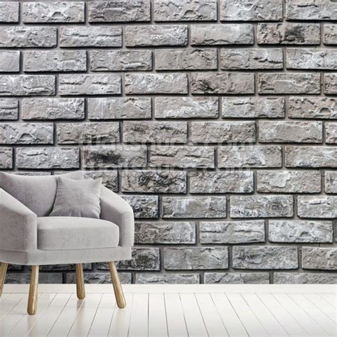 Brick Wall Of Decorative Gray Stone Background Wallsauce Us Brick