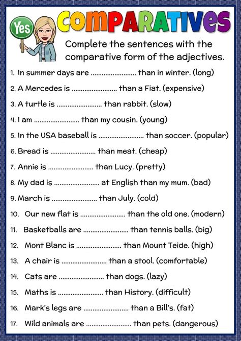 Comparatives Practice Worksheet English Grammar English Grammar Exercises English Adjectives