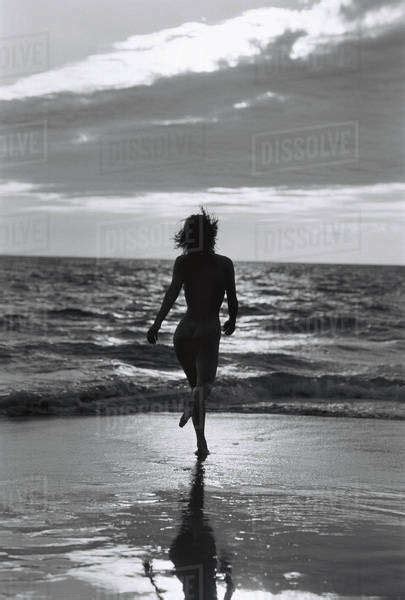 Cape Verde Island Sal Naked Woman Running On Beach Stock Photo