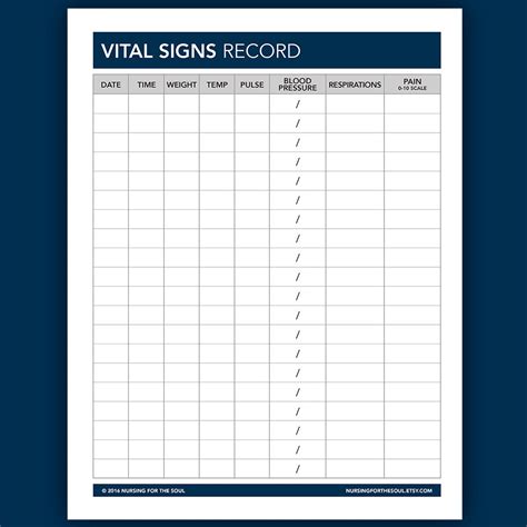 Editable Vital Signs Form Vital Signs Vital Signs For Etsy