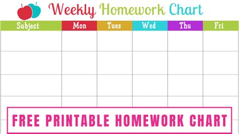 Homework Chart Printable