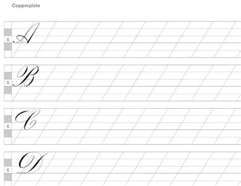 Beginner Level 1 Copperplate Calligraphy Blank Practice Sheet