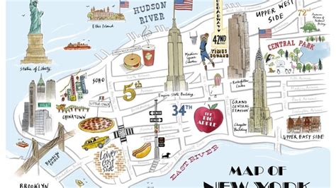 New York City Map With Attractions Verjaardag Vrouw 2020